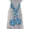 Blue & White Knitting Cotton Knot Tassel Buckle Tieback , 2 Pc