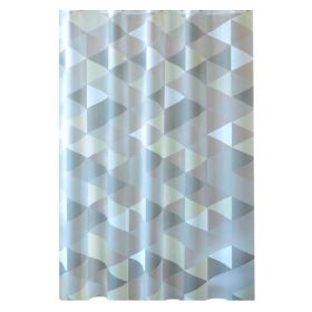 Grey Geometric Pattern PEVA Shower Curtain, 71x71inch
