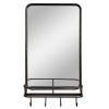 Black Bathroom Mirror with Shelf Hooks, Sturdy Metal Frame