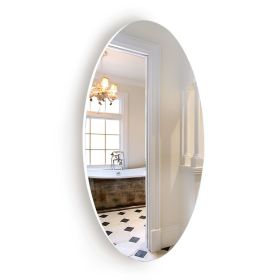 Frameless Beveled Round Mirror, HD Makeup Mirror, 25"