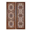 Burnt Brown Mango Wood Panel Set  Medallion Carving, 2 pc