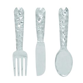 Silver Artistic Cutlery Wall Decor In Metal, Set of Three