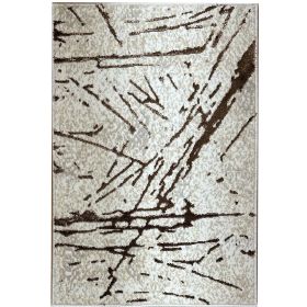 Shifra Luxury Rug in Beige/Gray w/ Bronze Abstract Design, 5x7