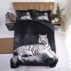 White Tiger 3D Reactive Print All Season Comforter Set Twin-s14