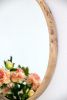 Brown 28" Round Fir Wood Mirror