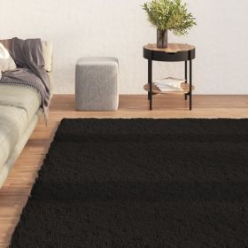 Washable Rug Soft Shaggy Black 63" x 90.6" Anti Slip