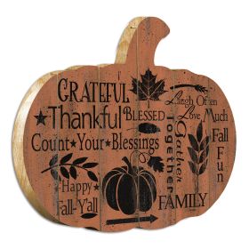 Wooden Pumpkin "Grateful" By Artisan Linda Spivey