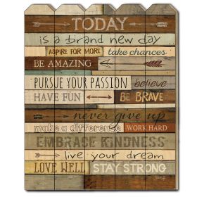 Wood Picket Fence "Today is a Brand New Day" by Marla Rae