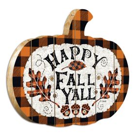 Wooden Pumpkin "Happy Fall Y'All" By Artisan Linda Spivey