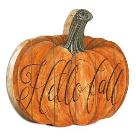 Wooden Pumpkin "Hello Fall" By Artisan Cindy Jacobs