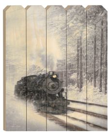 Wooden Picket Fence "Snowy Locomotive" By Lori Deiter