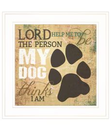 White Framed "My Dog" by Marla Rae, Ready to Hang