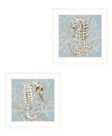 White Framed "Coral Seahorse Collection"  By Cindy Jacobs