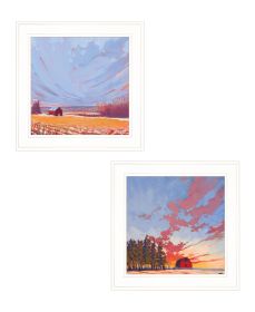 White frame "Scenic Landscapes With Barns" 2 pc by Jim Musial