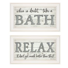 White Framed Trendy Decor 4U "Bath Relax", by Susie Boyer
