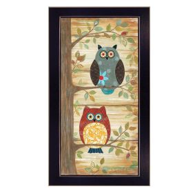 Black Frame "Two Wise Owls" By Annie LaPoint, ready to hang
