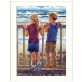 White Framed "Looking Over the Rail" By Georgia Janisse