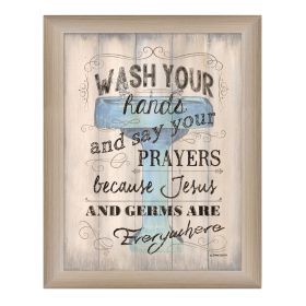 Beige Framed "Wash your Hands" By Debbie DeWitt