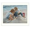 White Framed "Sand Castle Builders" By Georgia Janisse