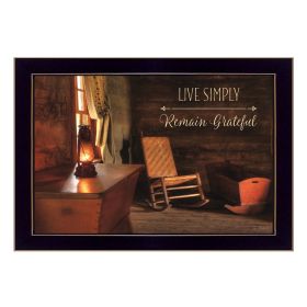 Black Framed "Live Simply" By Lori Deiter, Ready To Hang