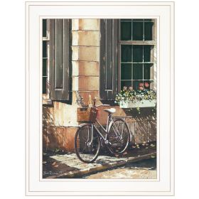 White Framed "Picnic Getaway" by John Rossini, Ready to Hang