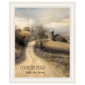 White Framed "Country Road Take Me Home" by Lori Deiter