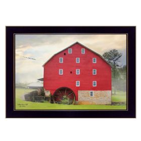 Black Framed "Willow Grove Mill" By Lori Deiter, Ready To Hang