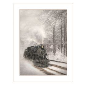 White Framed "Snowy Locomotive" by Lori Deiter