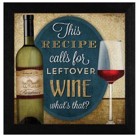 Black Framed "Leftover Wine" By Mollie B., Ready To Hang