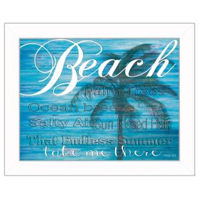 White Framed "Beach - Take Me There" By Cindy Jacobs