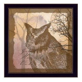 Black Framed "Owl" By Barb Tourtillotte, Ready To Hang