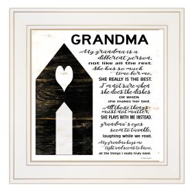 White Framed "My Grandma" by Cindy Jacobs, Ready to Hang