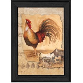 Black Framed "Rooster Montage II" By Dee Dee, Printed Wall Art
