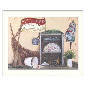 White Framed "Seafood Shack" By Pam Britton, Printed Wall Art