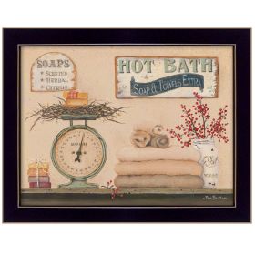 Black Framed "Hot Bath" By Pam Britton, Ready To Hang