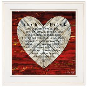 White Framed "Love is Patient" by Cindy Jacobs, Ready to Hang