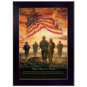 Black Frame "Bless Americas Heroes" By Bonnie Mohr