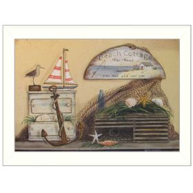 White Framed "Beach Cottage" By Pam Britton