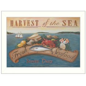 White Framed "Sea Harvest" By Pam Britton, Ready To Hang