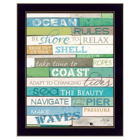 Black Framed "Ocean Rules" By Marla Rae, Ready To Hang