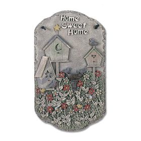 Welcome Sign, "Birdbath" Porch Decor, Resin Slate Plaque