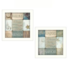 White Framed "Sunshine Sand and Sea Collection" 2 pc By Dee