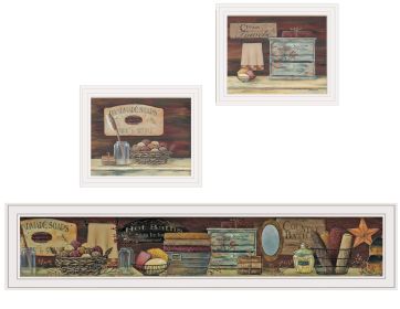 White Framed "COUNTRY BATH 1"  by Pam Britten