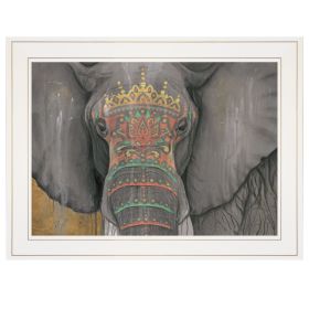 White Framed "Tattooed Elephant" by Britt Hallowell