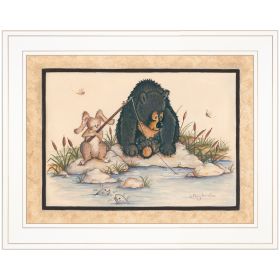 White Frame "Gone Fishing" by Mary June, Ready to Hang