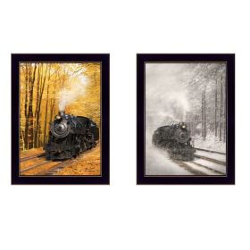 Black frame "Vintage Locomotives Collection" 2 pc by Lori Deiter