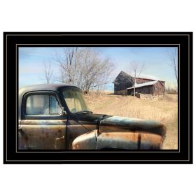 Black frame "Vintage Farm Trucks" by Lori Deiter, ready to hang