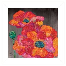 White Framed "Blooms on Black II" by Lisa Morales