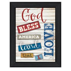 Black Frame "God Bless America" By Marla Rae, Printed Wall Art