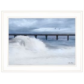 White Framed "Blue Waves" by Lori Deiter